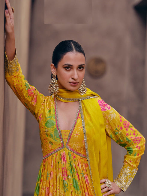 Multi Georgette Anarkali Dress 191485 Closure View