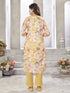 Yellow Linen Cotton Pant Suit 191539 Salwar Kameez