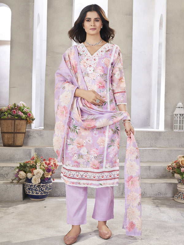 Lavender Linen Cotton Pant Suit 191540