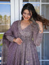Mauve Cotton Silk Anarkali Dress 191543 Back View