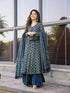 Navy Blue Cotton Silk Anarkali Dress 191544