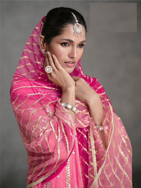 Rani Pink Heavy Real Georgette Sharara Suit 191689 Closure View