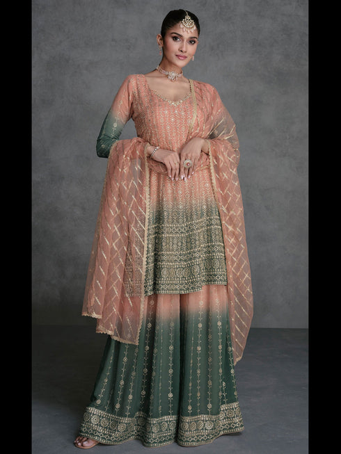 Multi Heavy Real Georgette Sharara Suit 191690