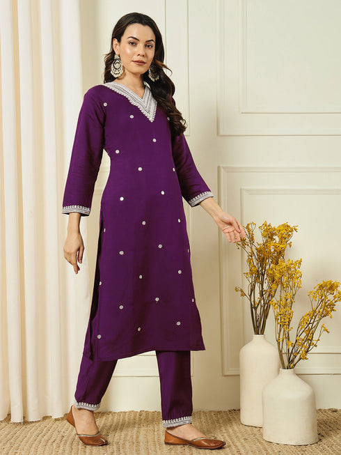 Purple Roman Silk Pant Suit 191700 Closure View