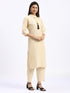 Cream Cotton Pant Suit 191701 Salwar Kameez
