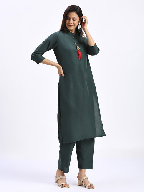 Teal Cotton Pant Suit 191702 Salwar Kameez
