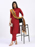 Red Cotton Pant Suit 191703