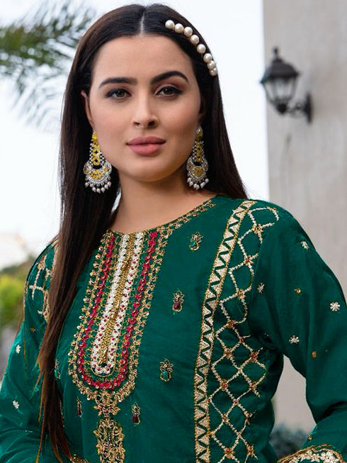 Pink Shimmer Organza Pant Suit 191705 Closure View