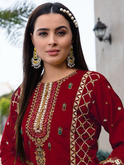 Beige Shimmer Organza Pant Suit 191706 Closure View