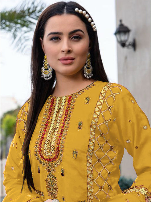 Pista Shimmer Organza Pant Suit 191708 Closure View