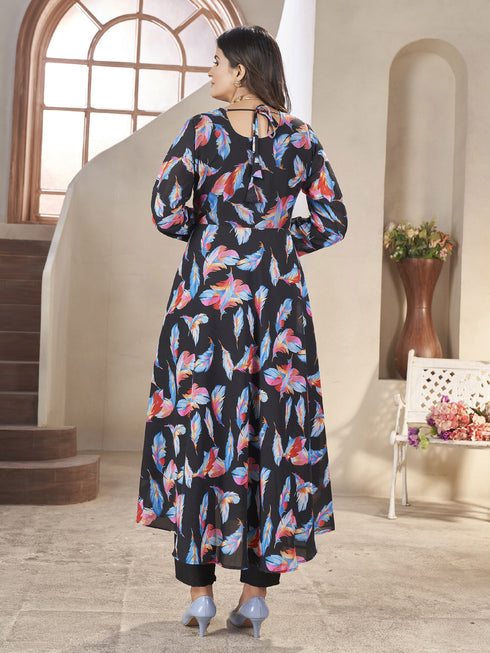 Multi Georgette Anarkali Dress 191735 Closure View