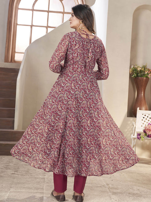 Multi Georgette Anarkali Dress 191736 Closure View