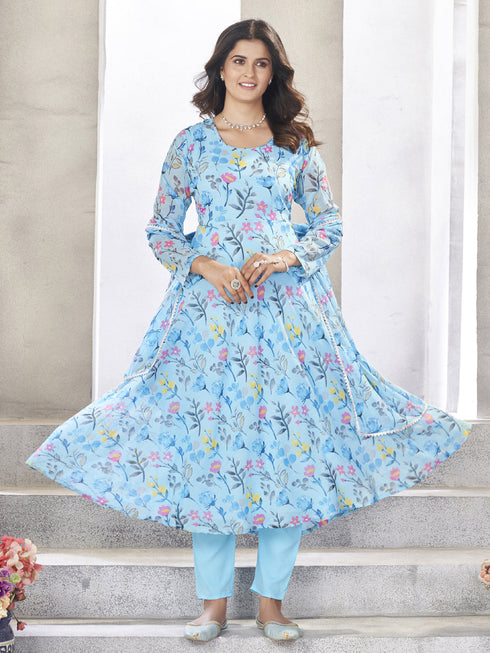 Sky Georgette Anarkali Dress 191737 Salwar Kameez