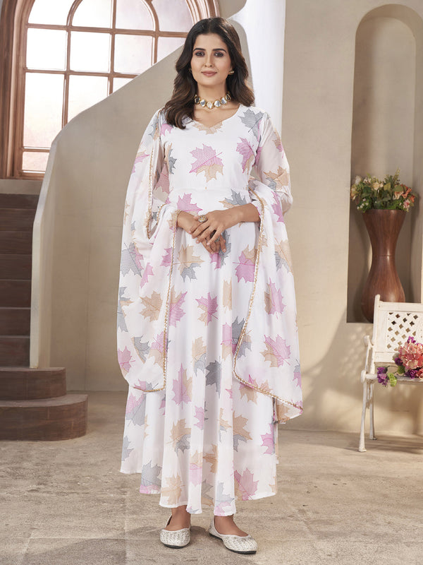 White Georgette Anarkali Dress 191738