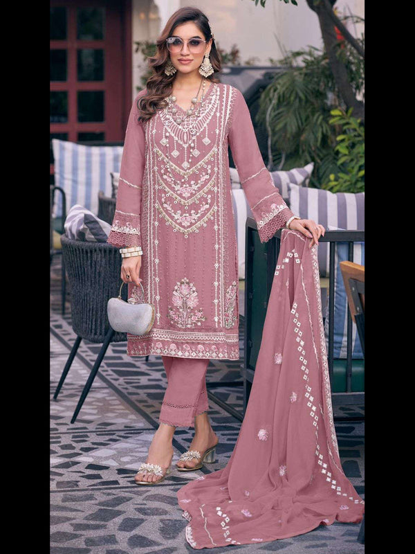 Mauve Heavy Fox Georgette Pant Suit 191740