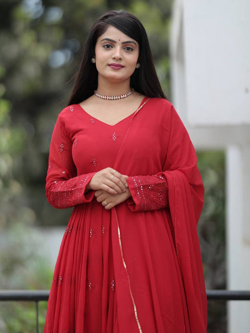 Maroon Georgette Anarkali Dress 191757 Salwar Kameez