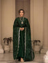 Dark Green Roman Cotton Anarkali Dress 191758 Closure View