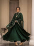 Dark Green Roman Cotton Anarkali Dress 191758 Back View