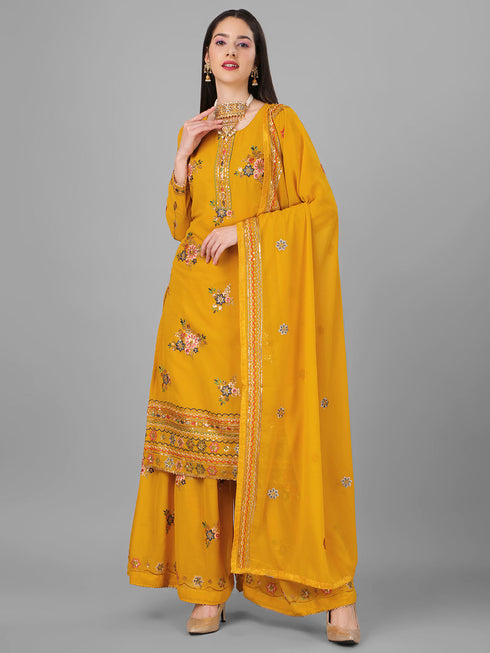 Yellow Heavy Georgette Sharara Suit 191852