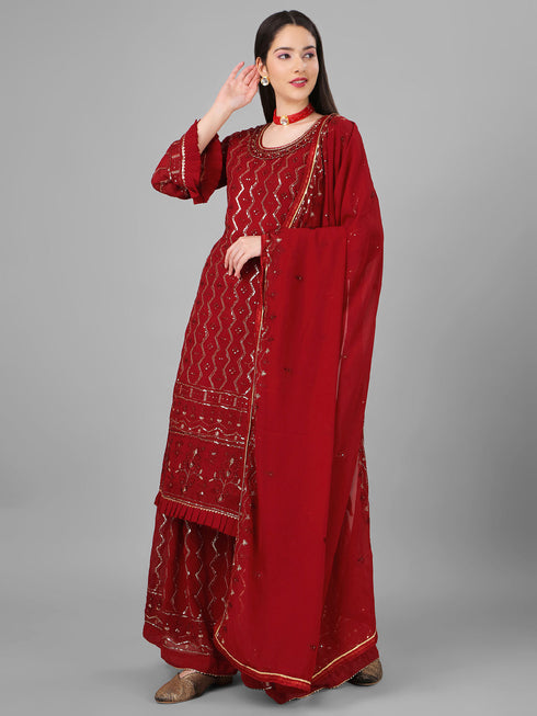 Maroon Heavy Georgette Sharara Suit 191853