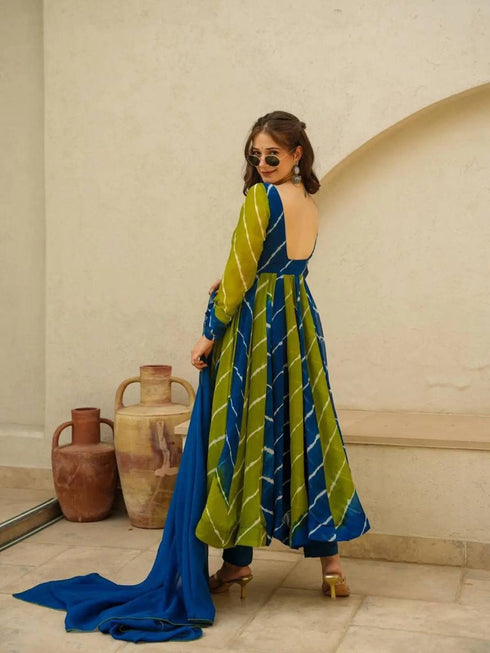 Multi Organza Anarkali Dress 191860 Closure View