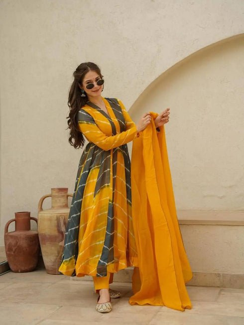 Multi Organza Anarkali Dress 191861 Closure View