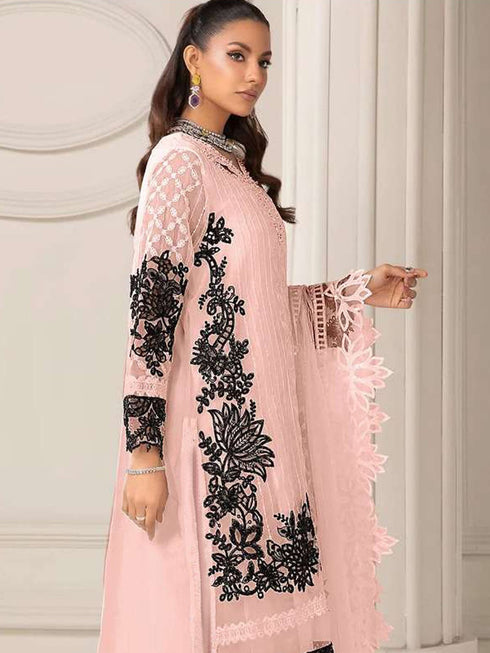 Pink Georgette Pant Suit 191868 Closure View