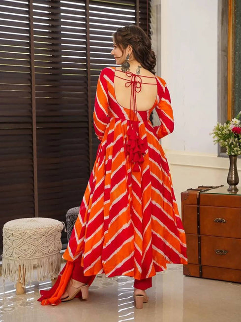 Orange Organza Anarkali Dress 191877 Back View