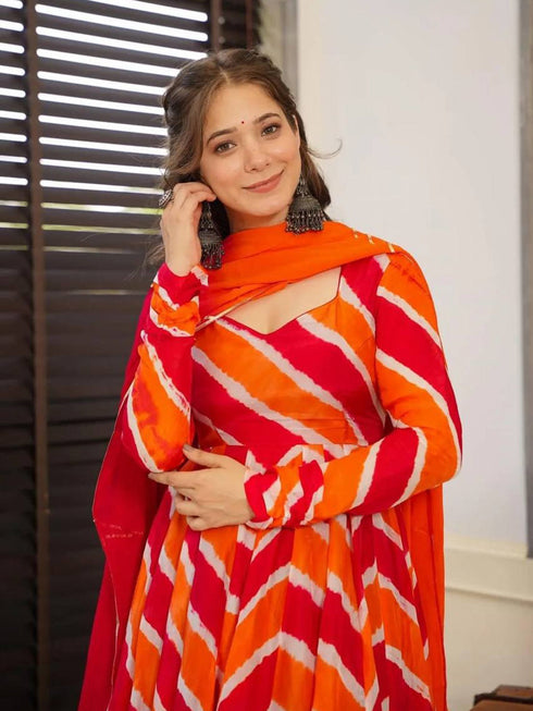 Orange Organza Anarkali Dress 191877 Salwar Kameez