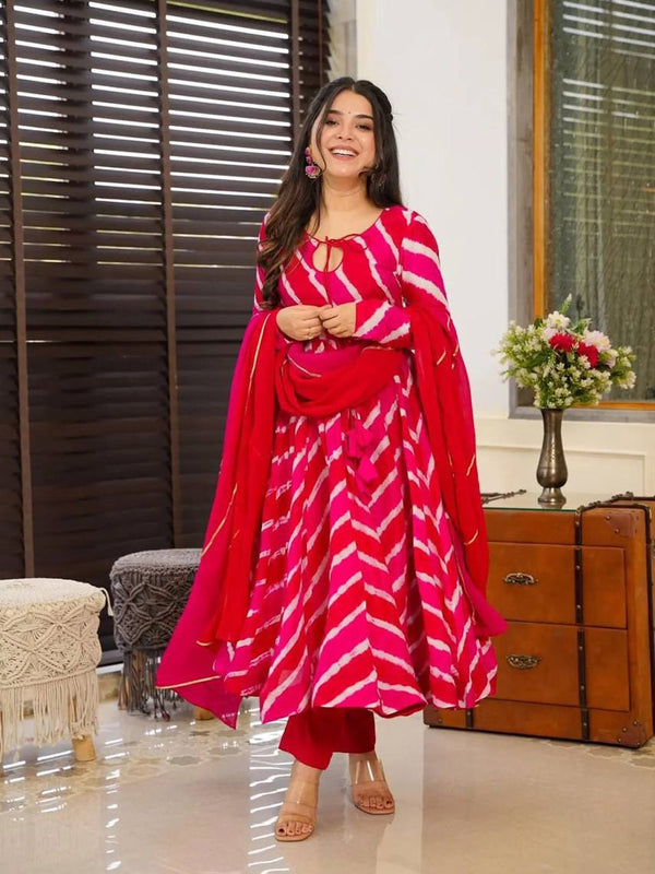 Rani Pink Organza Anarkali Dress 191878