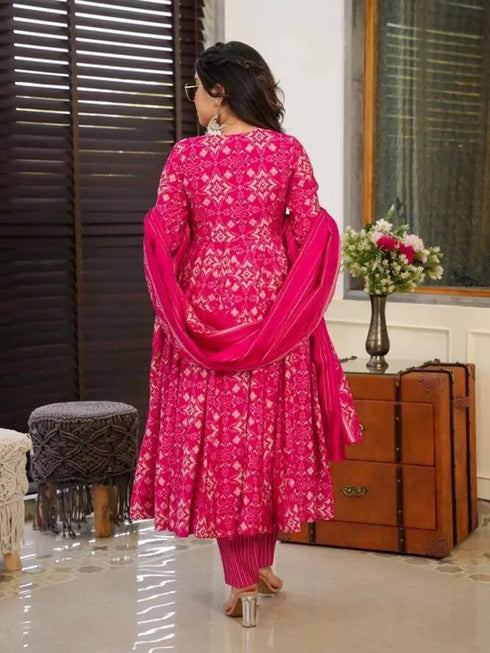 Rani Pink Muslin Anarkali Dress 191880 Back View