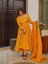 Mustard Muslin Anarkali Dress 191881 Closure View