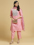 Baby Pink Cotton Pant Suit 191884 Closure View