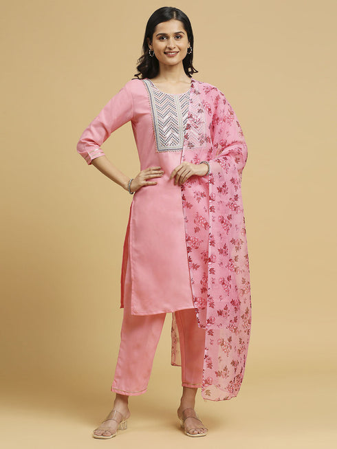 Baby Pink Cotton Pant Suit 191884