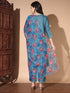 Blue Cotton Pant Suit 191885 Salwar Kameez