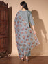 Grey Cotton Pant Suit 191886 Salwar Kameez
