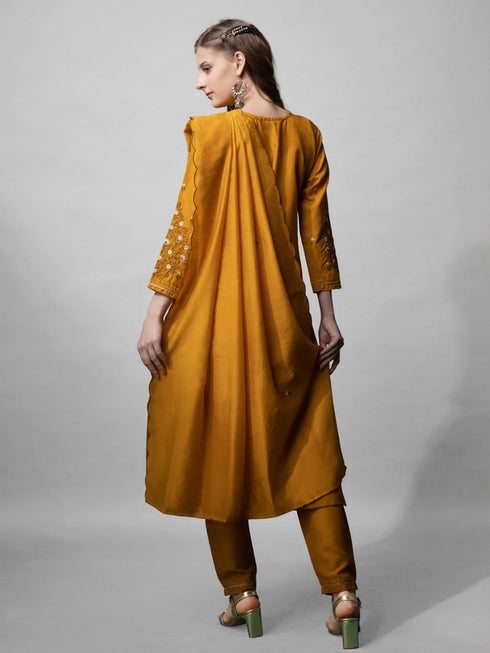 Mustard Cotton Blend Pant Suit 191911 Salwar Kameez