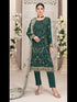Dark Green Heavy Fox Georgette Pant Suit 191941