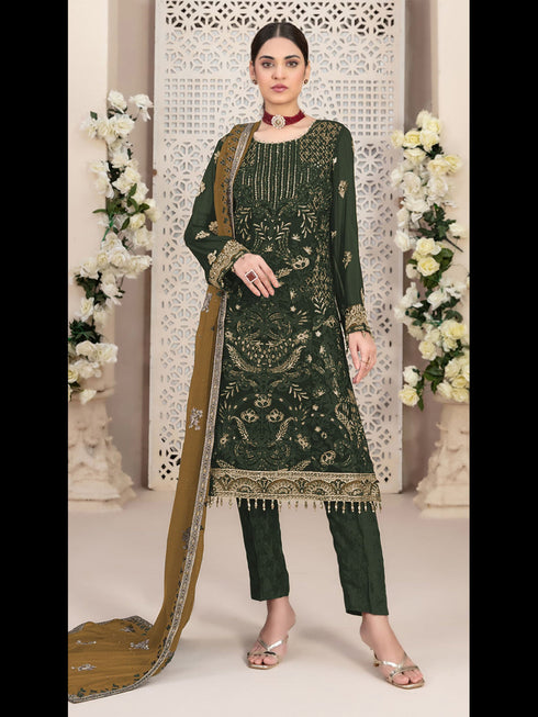 Mehndi Heavy Fox Georgette Pant Suit 191942