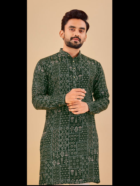 Dark Green Kurta Premium Soft Cotton Chudidaar