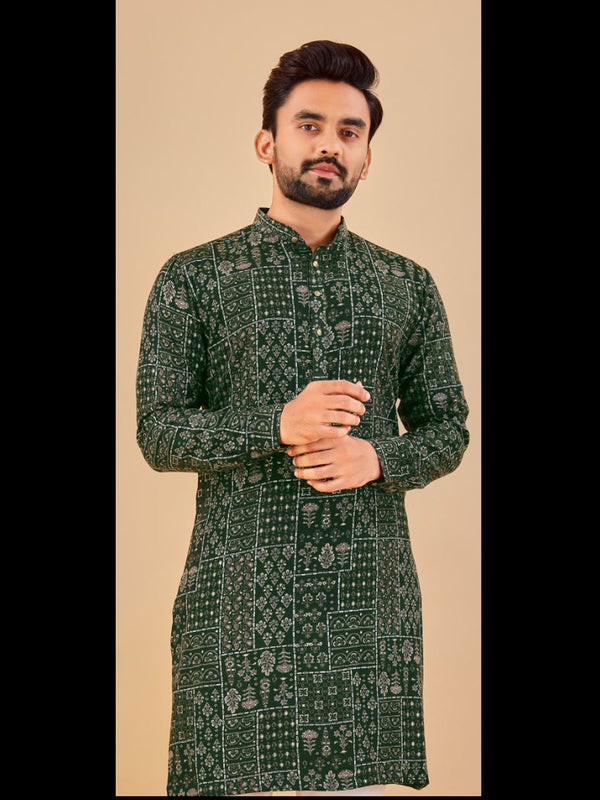 Dark Green Kurta Premium Soft Cotton Chudidaar