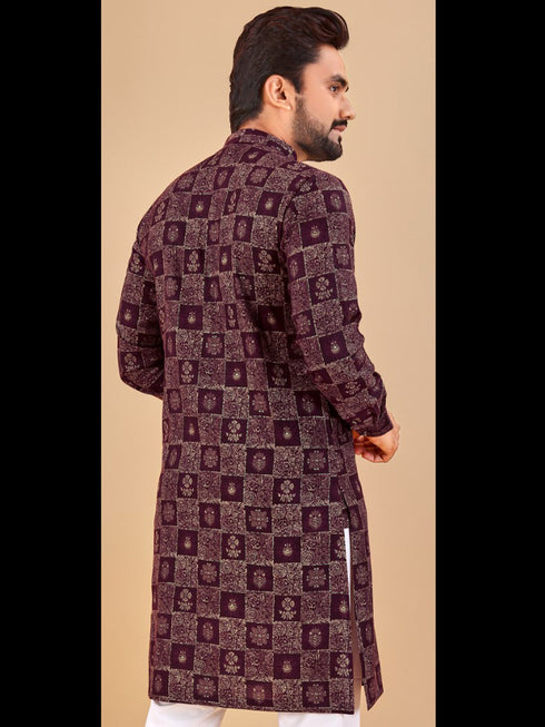 Purple Kurta Premium Soft Cotton Chudidaar Closure View