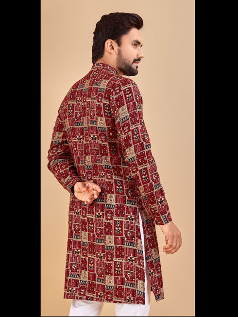 Red Kurta Premium Soft Cotton Chudidaar Closure View