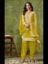 Yellow Chanderi Roman Silk Patiyala Dress 191994
