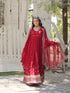Red Faux Blooming Anarkali Dress 192018
