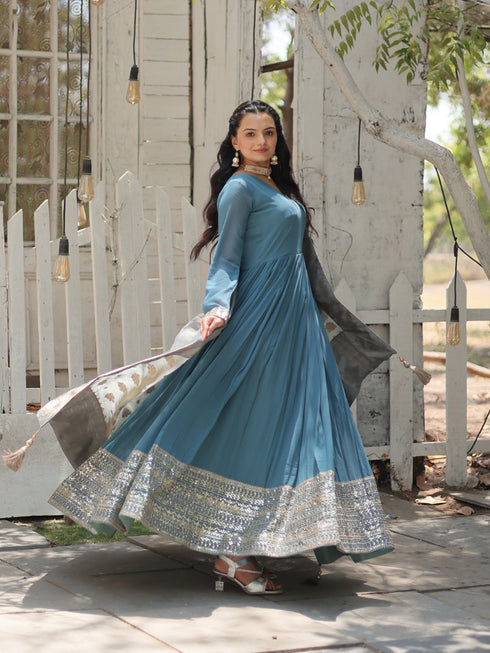 Mauve Faux Georgette Anarkali Dress 192020 Closure View