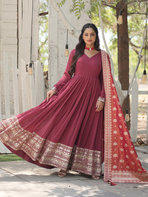 Rama Faux Georgette Anarkali Dress 192021 Closure View