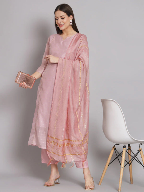 Pink Chanderi Pant Suit 192051