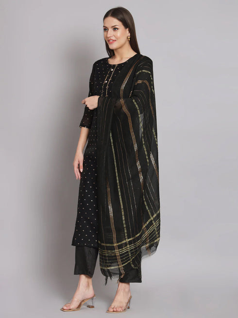 Black Chanderi Pant Suit 192052 Closure View