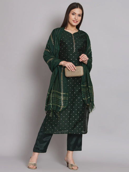 Green Chanderi Pant Suit 192053